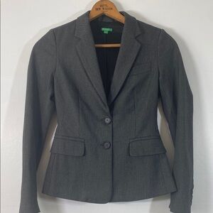 United Colors of Benetton Herringbone Gray 2 Button Blazer Size 38